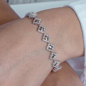 Silver 925 Rhodium Plated Multiple Yellow Round CZ Bracelet